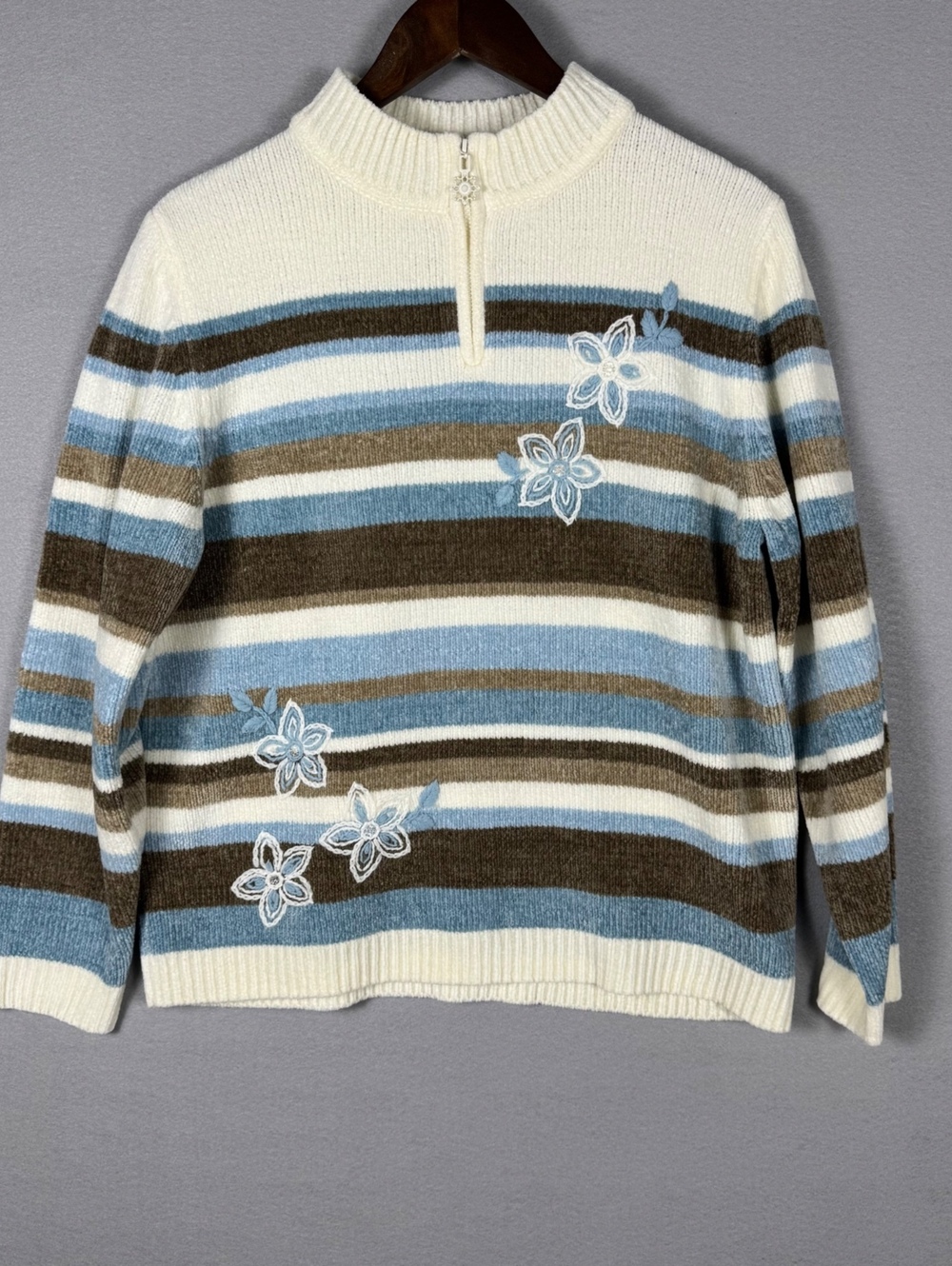 Alfred Dunner Women's Large Striped Pullover Sweater